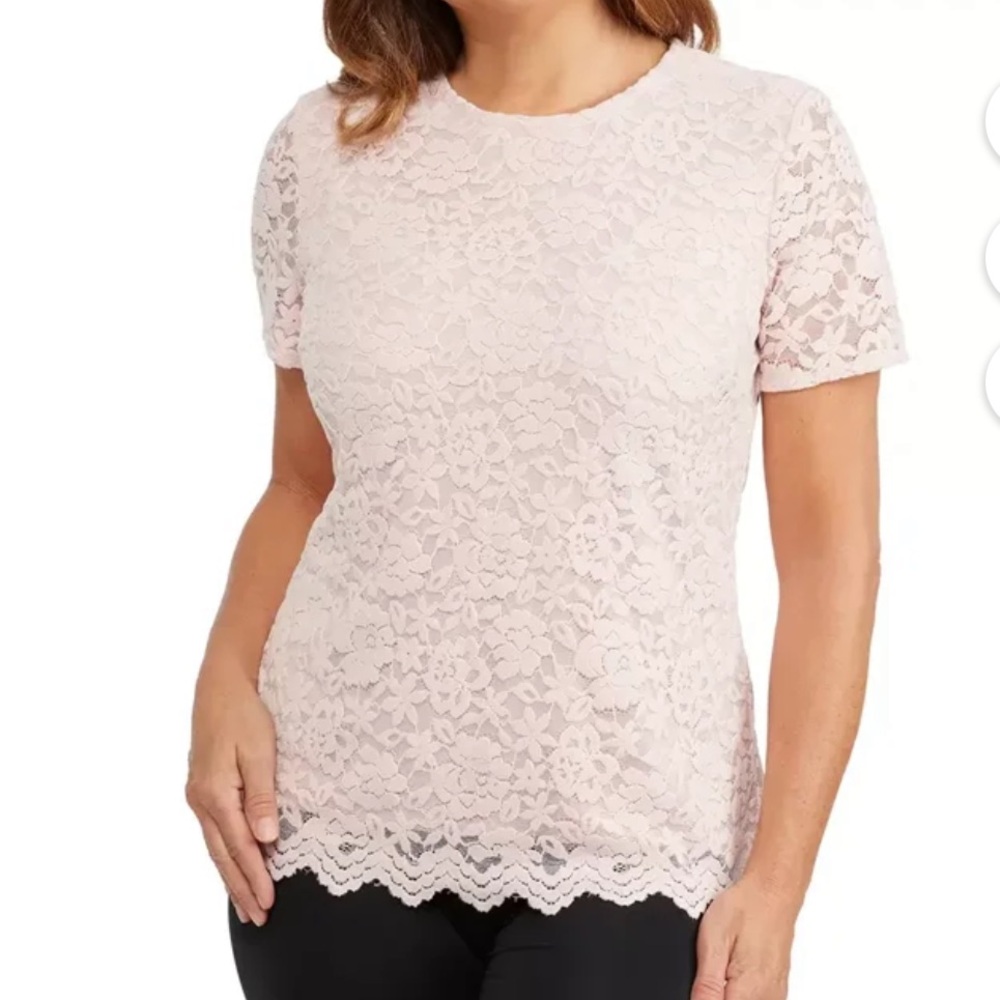 NWOT pink lace top